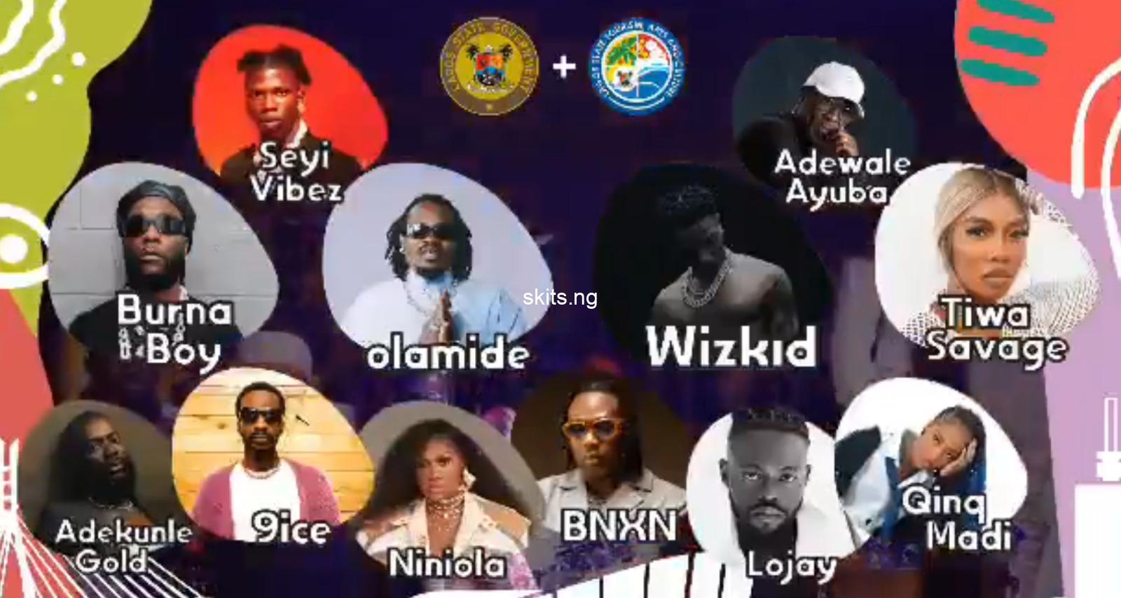 Burna boy wizkid olamide tiwa savage and more to perform at greater lagos countdown fiesta