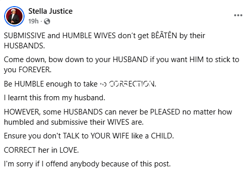 Submissive and humble wives dont get beaten by their husbands nigerian lawyer says