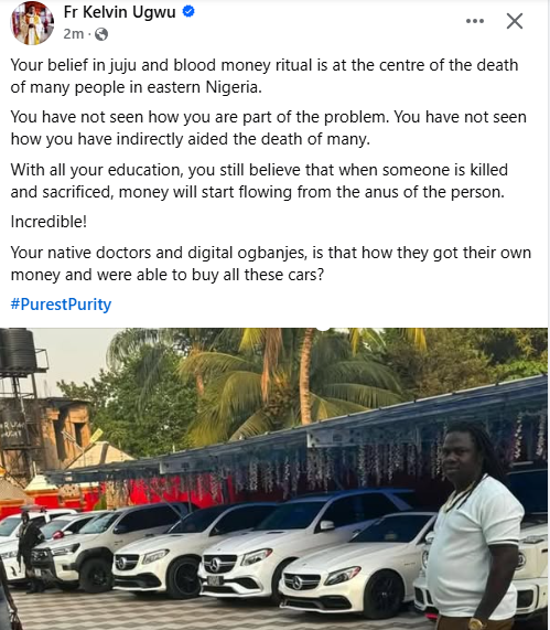 Fr kelvin ugwu calls out native doctors and people who believe in blood money ritual