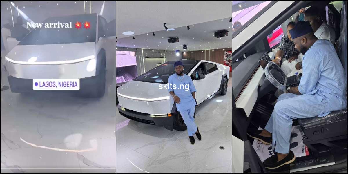 Israel dmw hails davido as he takes delivery of new cyber truck