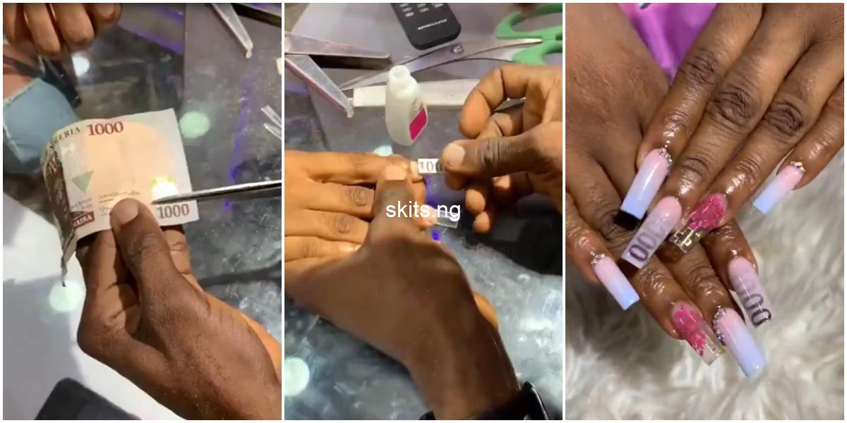 Lady cuts 1000 from e282a61k notes to decorate her nails sparks outrage photos