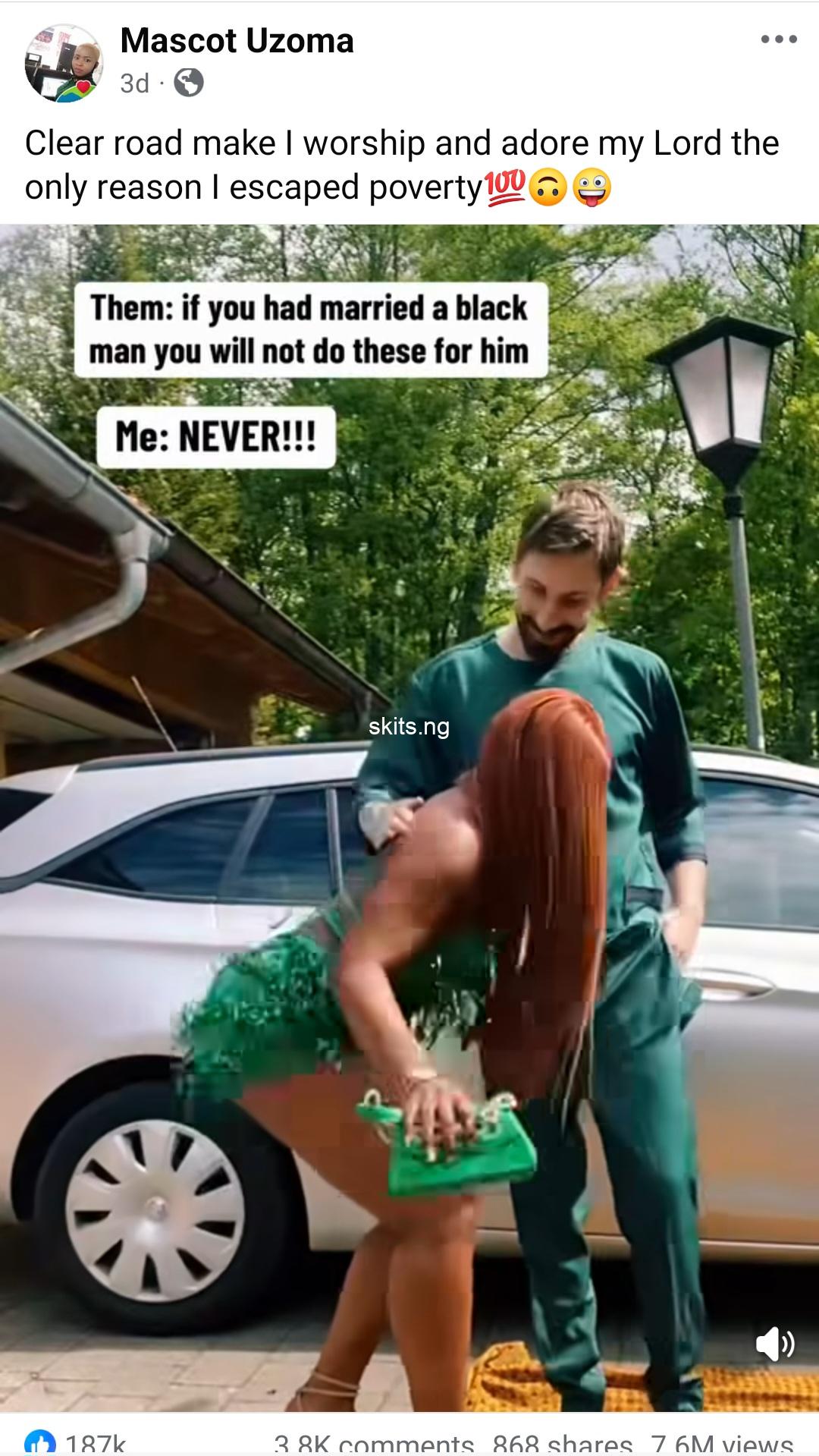 Let me worship my lord the only reason i escaped poverty nigerian woman writes as she celebrates caucasian husband video