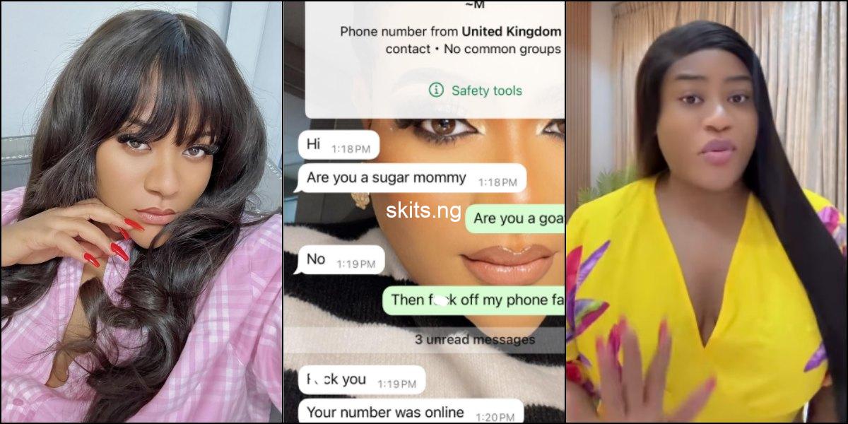 Nkechi blessing lays curses on anonymous individual for posting her number online as sugar mummy