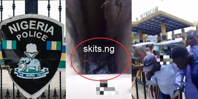 Police officer allegedly falls into pit while chasing bike man video