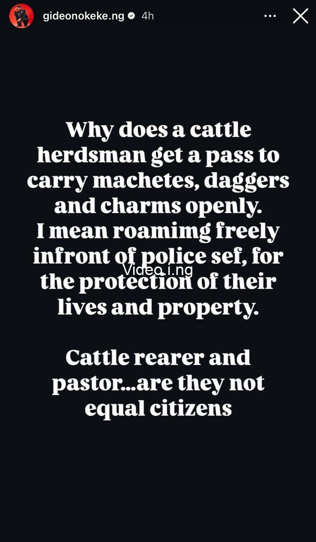 Are cattle rearers and pastors not equal citizens gideon okeke asks why cattle rearers can move about with arms but pastors cant