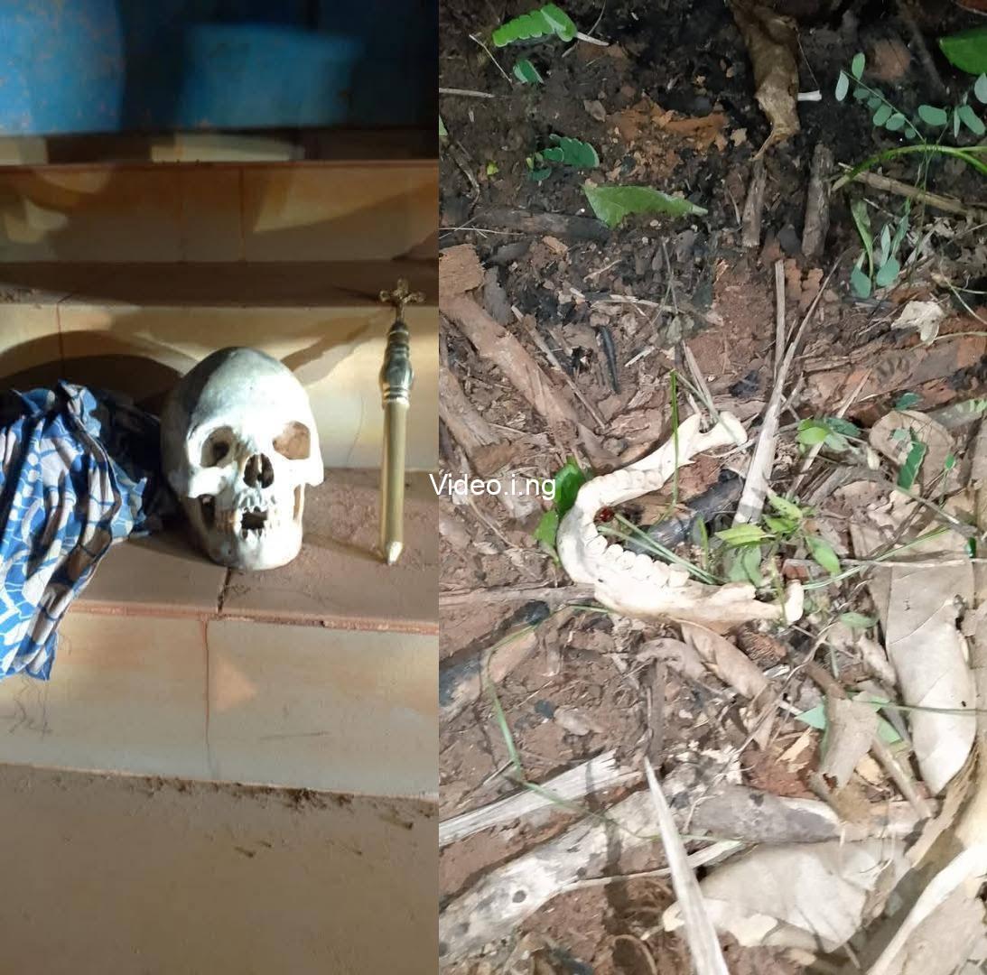 Human skull and ritual items discovered by police during raid in enugu church