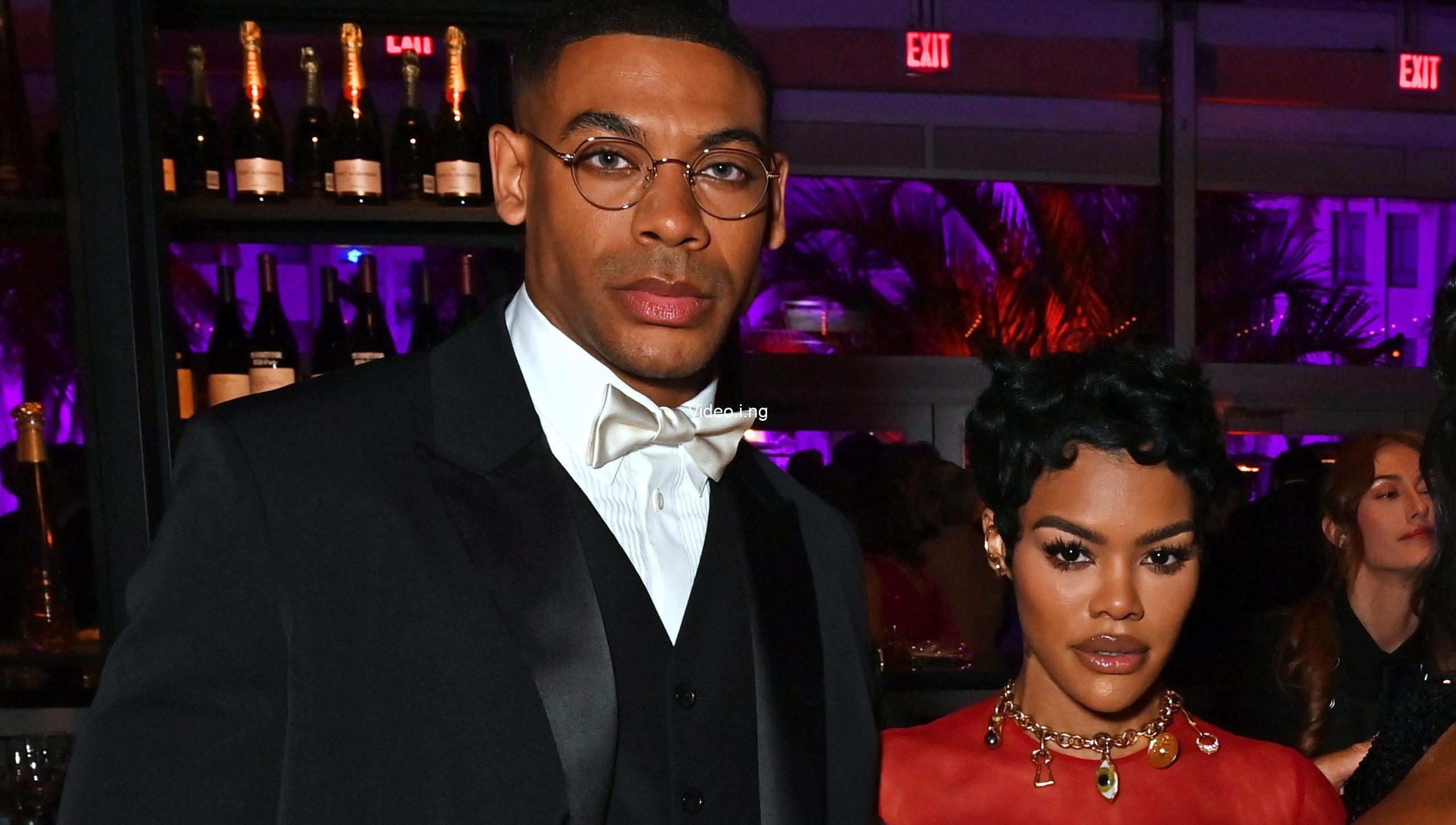 Teyana taylor and aaron pierre share a kiss at his surprise birthday dinner video