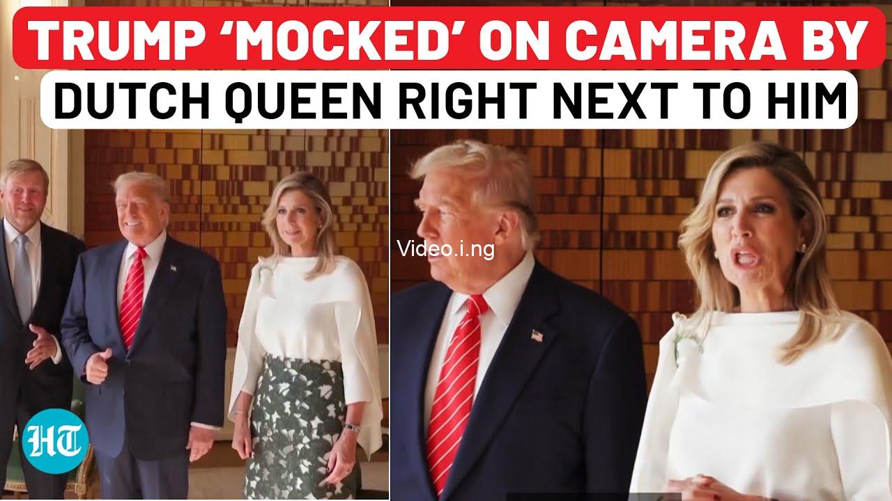 Queen of netherlands mocks donald trump while standing next to him video