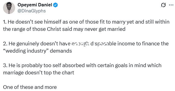 When a man that has a job and is above 30 says hes not ready for marriage what does he mean pastor kingsley okonkwo asks