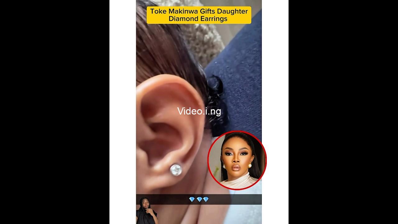 Toke makinwa gifts her baby daughter diamond earrings