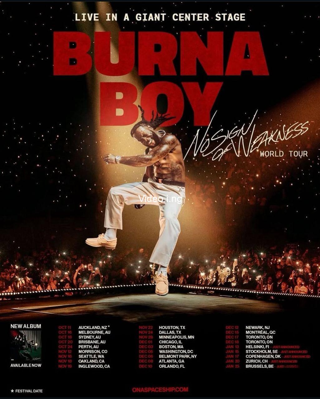 Burna boy expands no sign of weakness world tour with new global dates