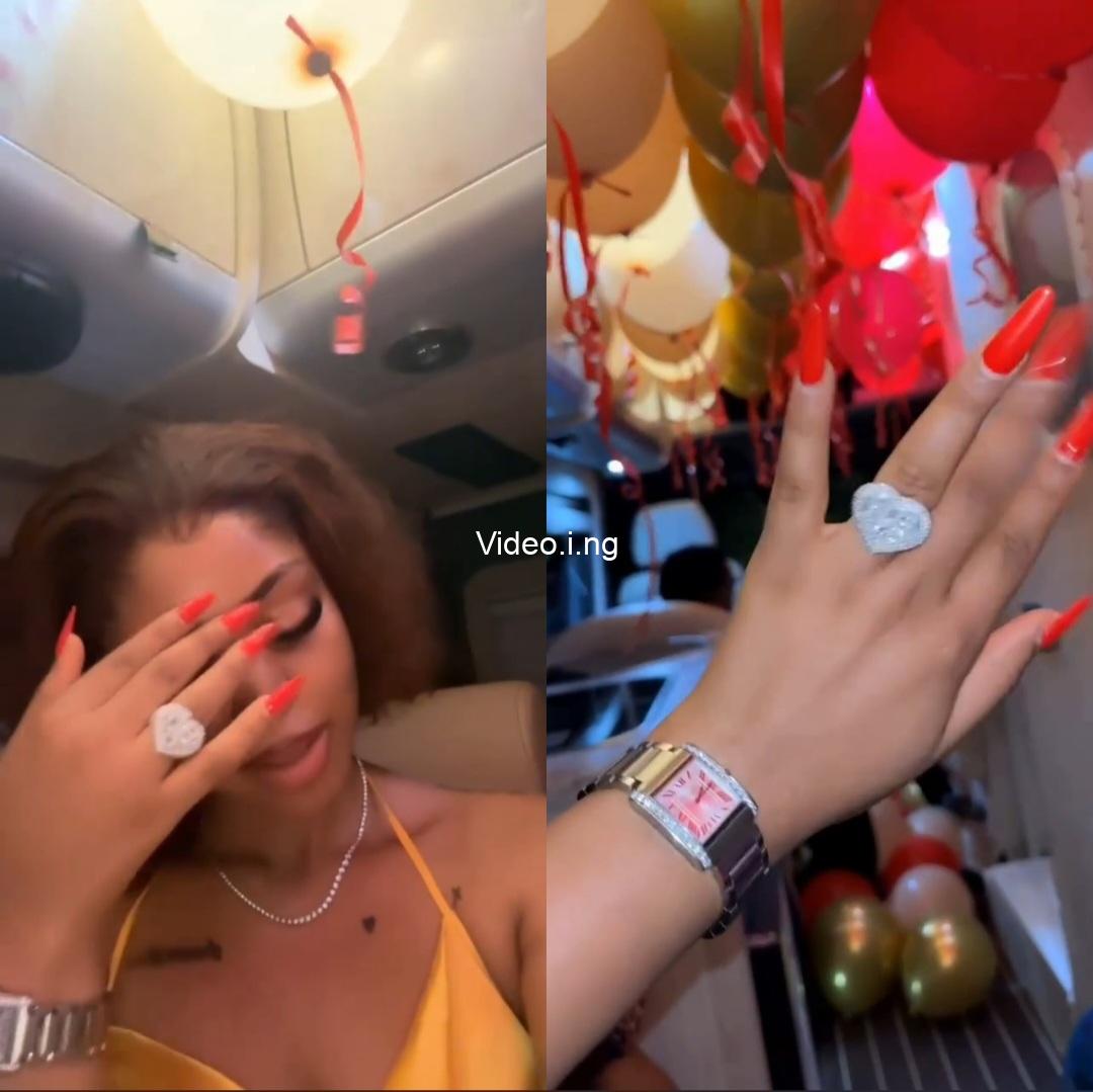 Ned nwoko gifts wife regina daniels massive ring on her birthday to replace missing wedding ring video