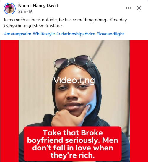 Take that broke boyfriend seriously men dont fall in love when they are rich kano based tv presenter advises women