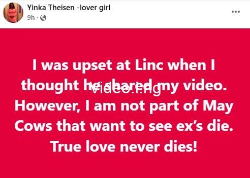 True love never dies yinka theisen says as she commiserates with her ex linc edochie over the loss of his friends dad