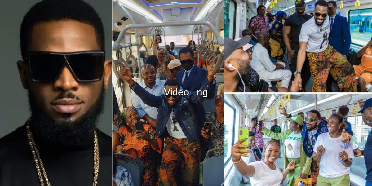 Dbanj the ententainer brings joy to lagos train and brt bus passengers with live performance