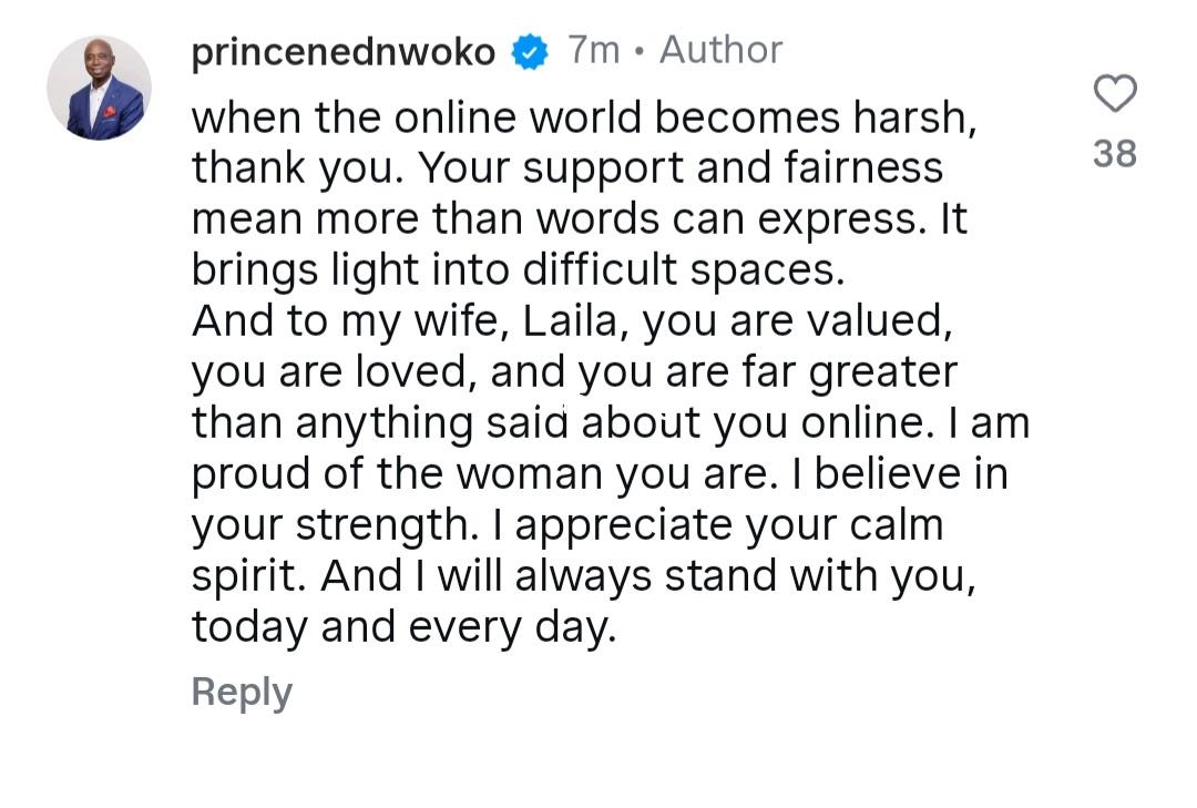 Senator Ned Nwoko hails Moroccan wife Laila Charani as a good woman and lists her virtues amid estrangement from youngest wife Regina Daniels
