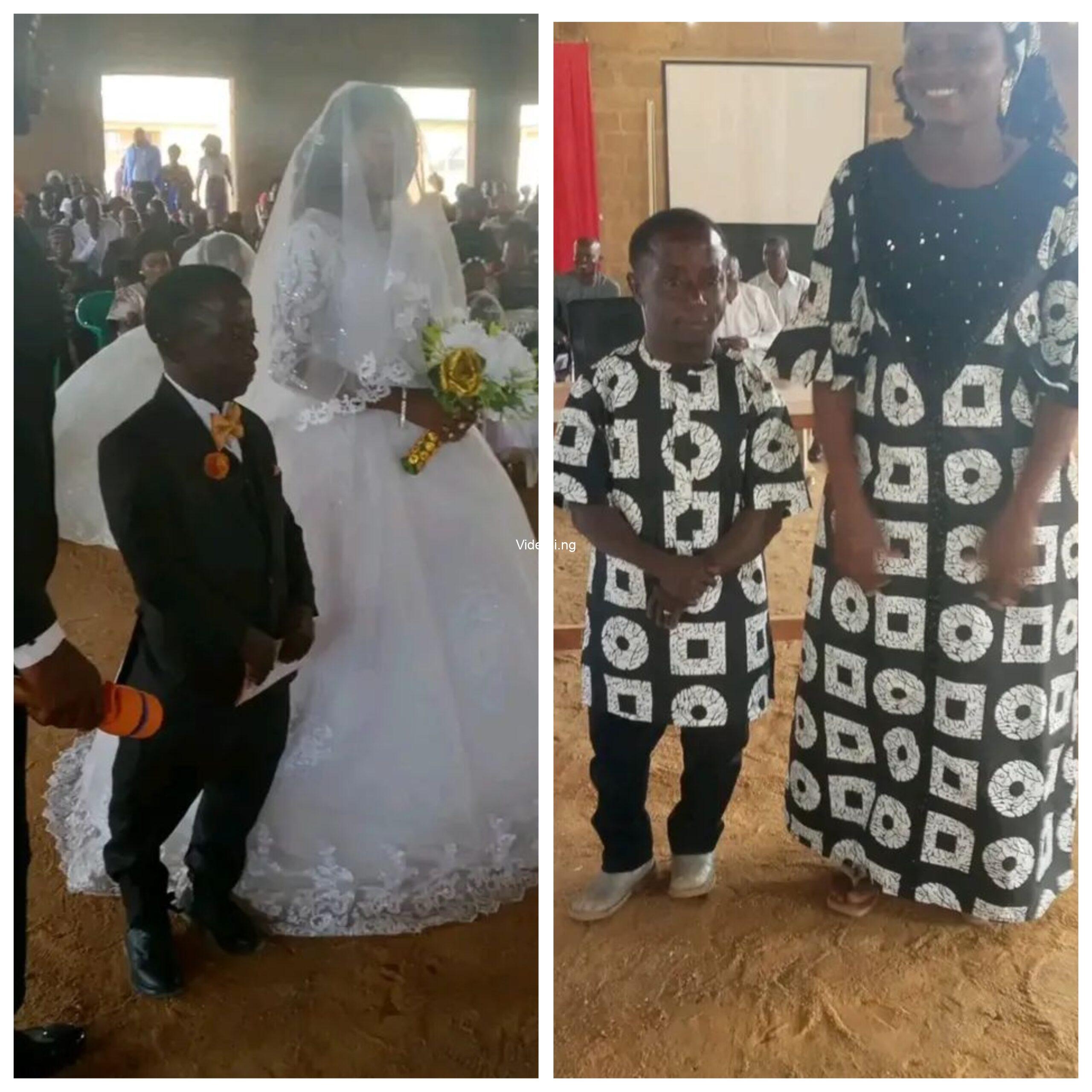 Diminutive nigerian man weds his tall wife in jos