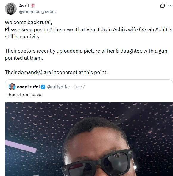 Terrorists release photo of murdered kaduna anglican priests wife and daughter with gun pointed at them