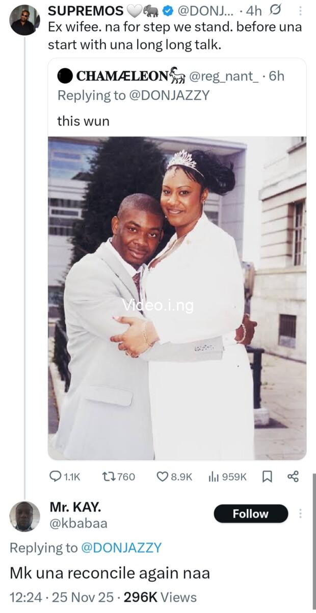 Don jazzy responds to fans urging him to get back with his ex wife