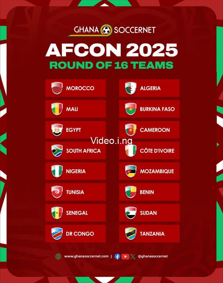 Official 16 teams confirmed for afcon 2025 round of