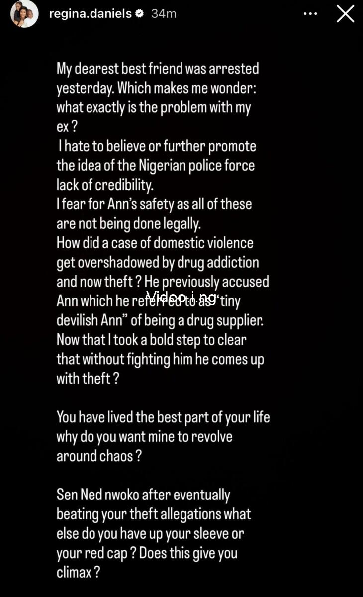 You have lived the best part of your life why do you want mine to revolve around chaos regina daniels asks her estranged husband ned nwoko