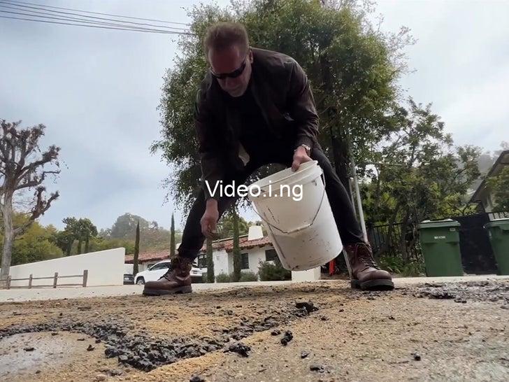 Arnold schwarzenegger humiliated after pothole he blasted los angeles for turns out to be a service trench