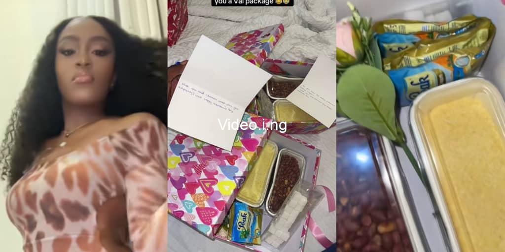 Lady stirs the internet with valentines gift of garri sugar milk and groundnut from her talking stage