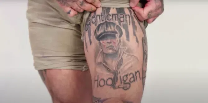 Your face is tattooed on my thigh dave bautista proudly flaunts his cillian murphy tattoo claimed im a little embarrassed but not ashamed